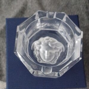 Versace Clear Crystal 3.1" Ashtray with Medusa Motif